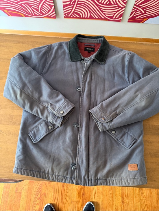 Brixton Other - Brixton Men's Slate Gray Canvas Field Jacket with Dark Corduroy Collar
